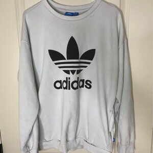 Vintage adidas S White Crewneck Sweatshirt Distressed Blue Tag Streetwear